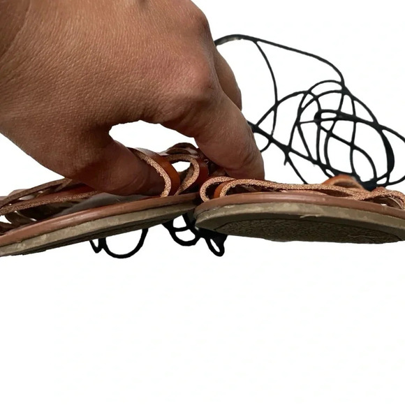 American Eagle Brown Black Woven Gladiator Lace-Up Sandals Size 8 Boho - Picture 10 of 10